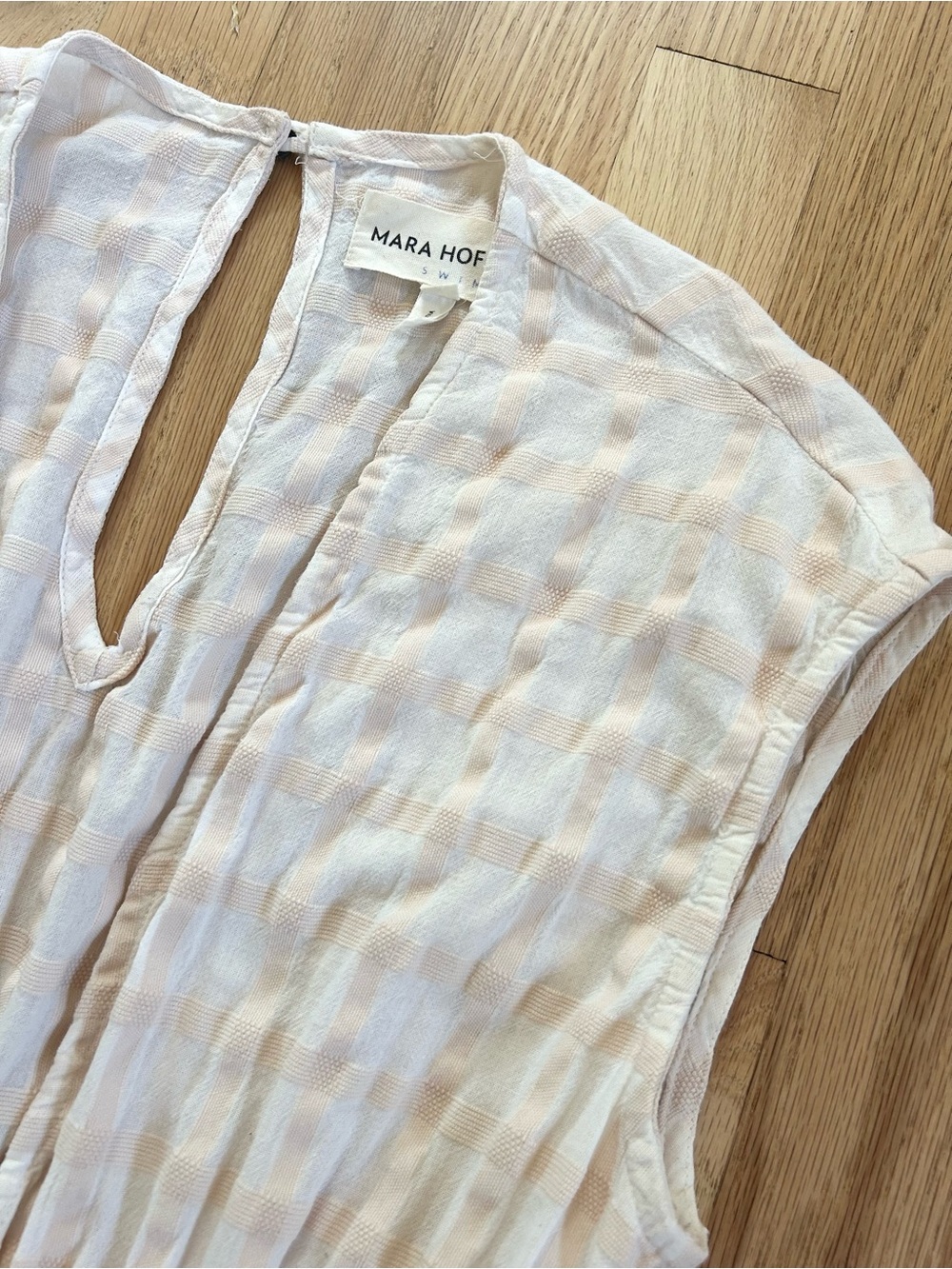 MARA HOFFMAN whitney jumpsuit white sands windowpane vacation resort size M - Picture 11 of 15